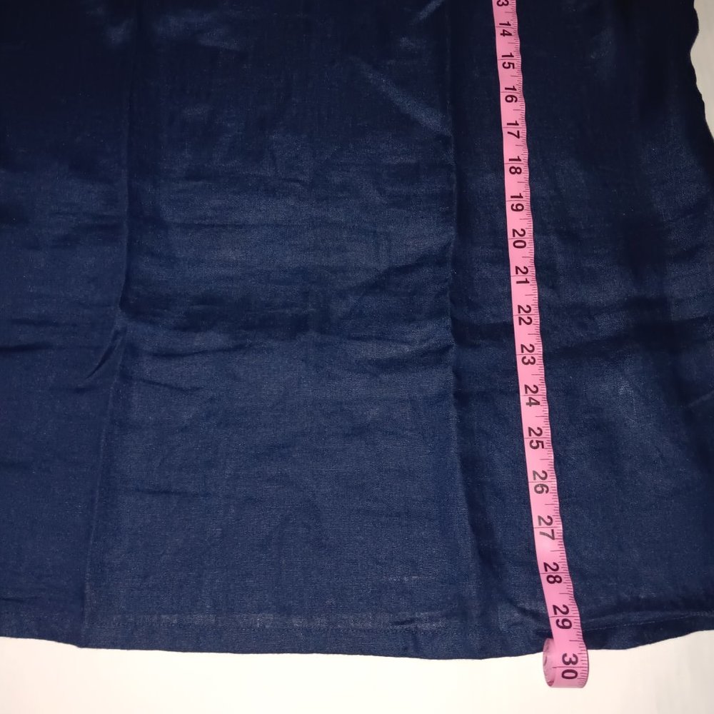 CHARTER CLUB COASTAL NAUTICAL ANCHOR TUNIC BLOUSE 100% LINEN BLUE WHITE LARGE - Picture 8 of 8
